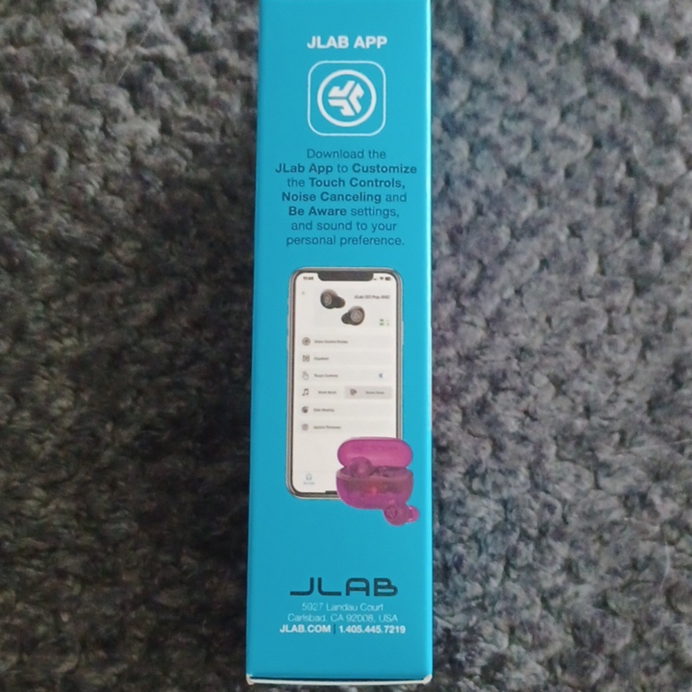 New JLab Go Pop True Wireless Earbuds Clear Purple - Picture 3 of 4